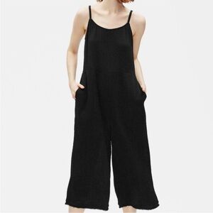 Eileen Fisher Gauze Organic Cotton Wide Leg Jumpsuit M Black